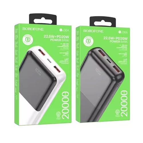 Аккумулятор внешний Borofone BJ36A, Time, 20000mAh, PD 20Вт, цвет: чёрный