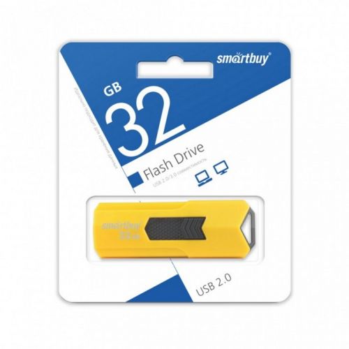 Флеш-накопитель 32Gb SmartBuy Stream, USB 2.0, пластик, жёлтый