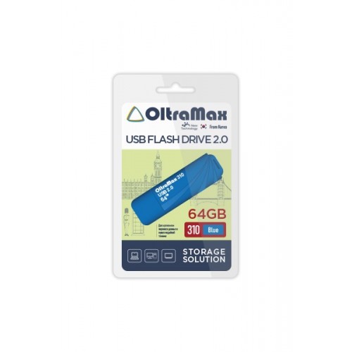 Флеш-накопитель 64Gb OltraMax 310, USB 2.0, пластик, синий