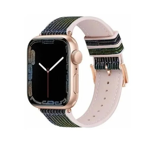 Ремешок для умных часов APPLE Watch 42/44/45/49mm HOCO, WA11 Diamond, силикон, цвет: чёрный, золотой