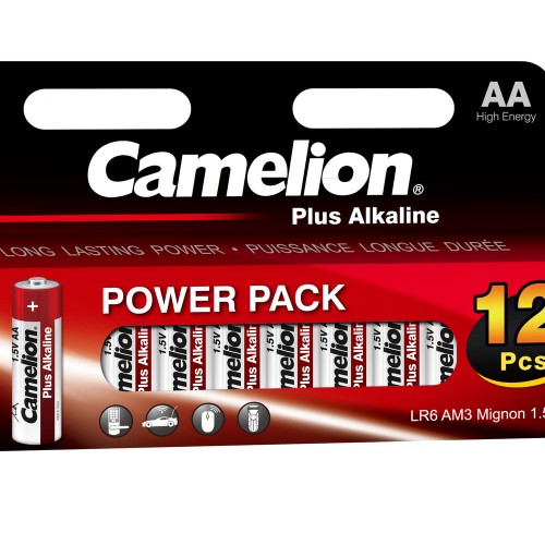 Батарейка AA Camelion LR06-12BL Plus Alkaline, 1.5B, (12/144/576), 12шт