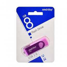 Флеш-накопитель 8Gb SmartBuy Twist, USB 2.0, пластик, розовый