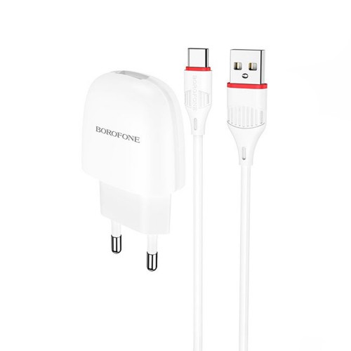 Блок питания Borofone BA49A 1 USB, 2100mA, белый, Type-C
