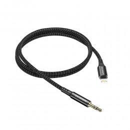 Кабель AUX, Jack 3,5mm(m) - 8 pin(m) Borofone BL7, 1.0м, цвет: чёрный