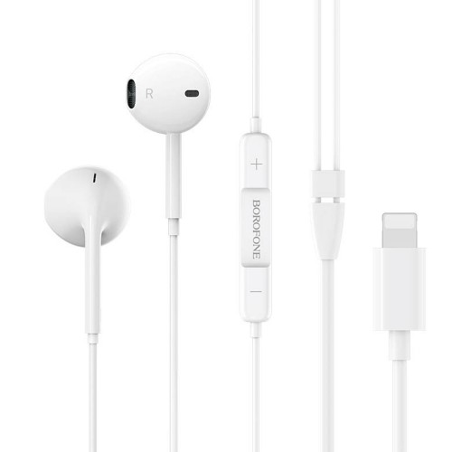 Наушники внутриканальные Borofone BM32, 8 pin, белые, 1.2 м
