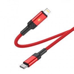 Кабель 8 pin - Type-C Borofone BU30 Lynk, 1.2м, 20Вт, цвет: красный
