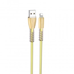 Кабель USB - 8 pin Borofone BU31 Clear shadow, 1.0м, плоский, 2.4A, силикон, цвет: золотой