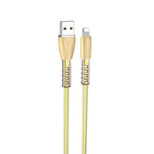 Кабель USB - 8 pin Borofone BU31 Clear shadow, 1.0м, плоский, 2.4A, силикон, цвет: золотой