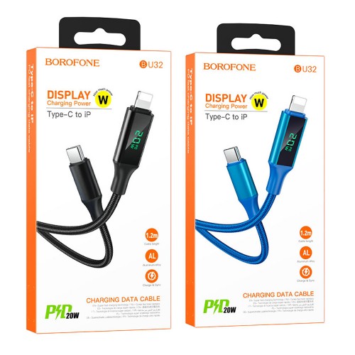 Кабель 8 pin - Type-C Borofone BU32, 1.2м, 3.0A, чёрный
