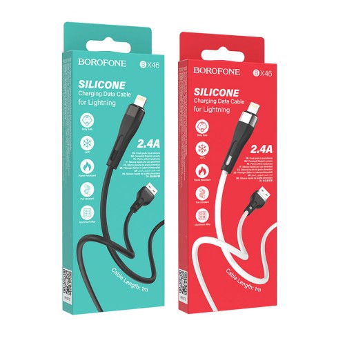 Кабель USB 8 pin Borofone BX46 Rush, 1.0м, 2.4A, чёрный
