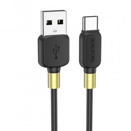 Кабель USB - Type-C Borofone BX59 Defender, 1.0м, 3,0А, цвет: чёрный, золотая вставка