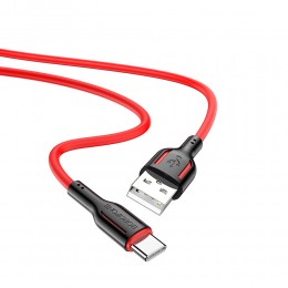 Кабель USB - Type-C Borofone BX63 Charming, 1.0м, 3.0A, цвет: красный, чёрная вставка