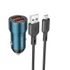 Блок питания автомобильный 2 USB Borofone BZ19, 12Вт, синий