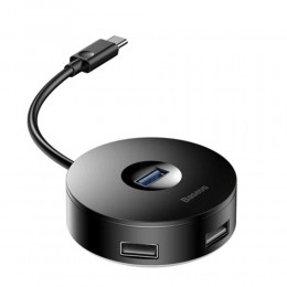 USB-концентратор Baseus, 4 гнезда, 1х USB 3.0, 3х USB 2.0, цвет: чёрный