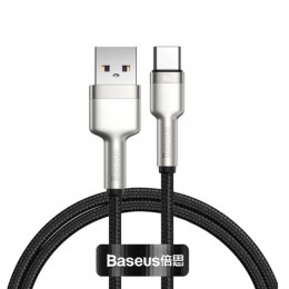 Кабель USB - Type-C Baseus CAKF000201 Cafule, 2.0м, круглый, 66W, нейлон, цвет: чёрный