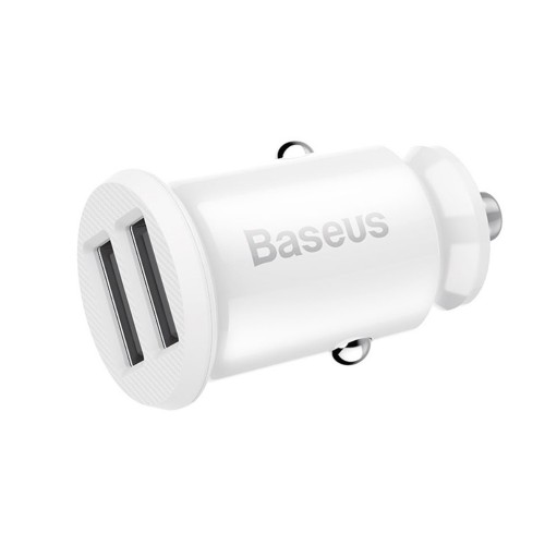 Блок питания автомобильный 2 USB Baseus C8-K, Grain, 3100mA, цвет: белый