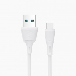 Кабель USB - Type-C Celebrat FLY-2T, 1.0м, круглый, силикон, цвет: белый