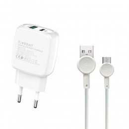 Блок питания сетевой 1 USB, Type-C Earldom ES-EU21, 3400mA, 20Вт, QC3.0, PD, кабель микро USB, цвет: белый