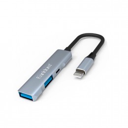 USB-концентратор Earldom ET-HUB11, 2 гнезда, Type-C, Кабель 8 pin, цвет: серебряный