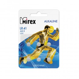 Батарейка Mirex AG3-LR41-6BL Alkaline, 1.5B, (6/216/648)