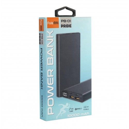 Аккумулятор внешний FaisON PB-01, Pride, 10000mAh, QC3.0, PD3.0, цвет: чёрный