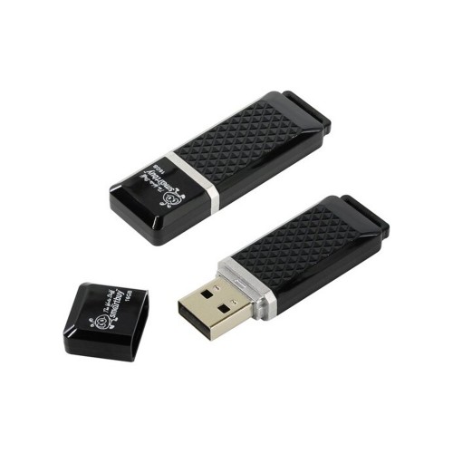 Флеш-накопитель 16Gb SmartBuy Quartz series , USB 2.0, пластик, чёрный