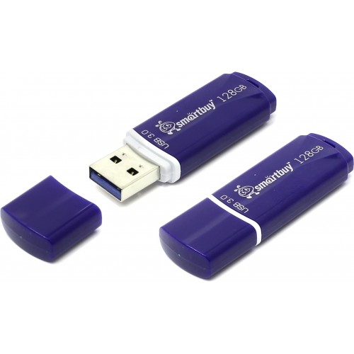 Флеш-накопитель 128Gb SmartBuy Crown, USB 3.0, пластик, голубой