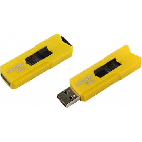 Флеш-накопитель 64Gb SmartBuy Stream, USB 2.0, пластик, жёлтый