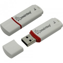 Флеш-накопитель 8Gb SmartBuy Crown, USB 2.0, пластик, белый