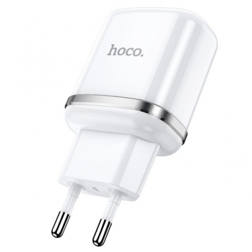 Блок питания сетевой 2 USB HOCO N4, Aspiring, 2400mA, кабель микро USB, цвет: белый