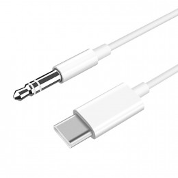 Переходник Type-C(m) - Jack 3,5mm(m) без бренда MH-CM21, 1.0м, круглый, силикон, цвет: белый
