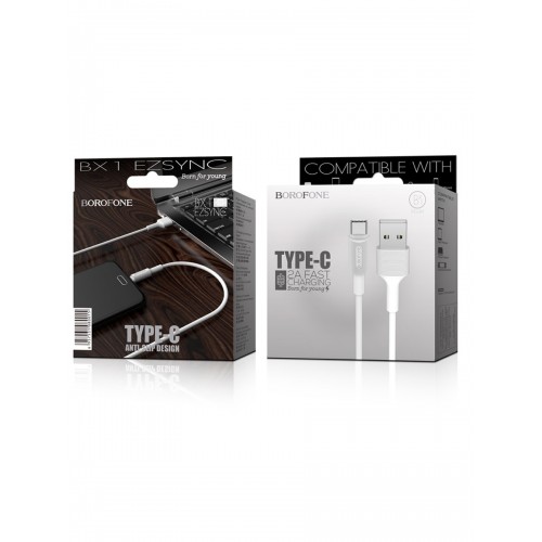 Кабель USB Type-C Borofone BX1 EZSync, 1м, 2.1A, белый
