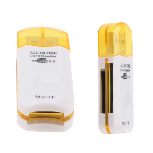 Кардридер USB 2.0 для microSD, SDHC, M2, MSPRODuo, жёлтый
