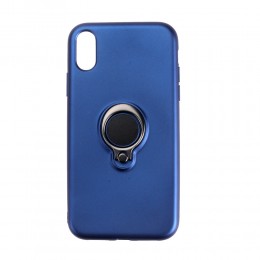 Накладка задняя без бренда для APPLE iPhone X/XS, Ring, цвет: синий, в техпаке
