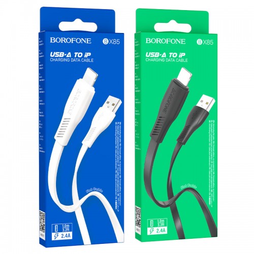 Кабель USB - 8 pin Borofone BX85, 1.0м, 2.4A, цвет: чёрный