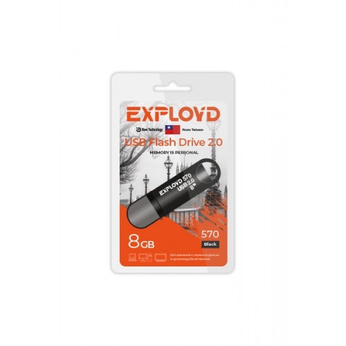 Флеш-накопитель 8Gb Exployd 570, USB 2.0, пластик, чёрный