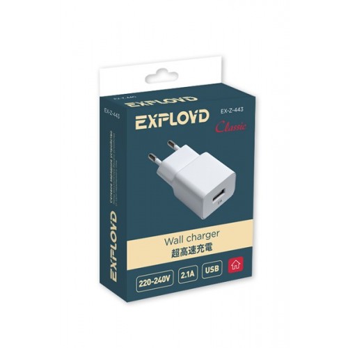 Блок питания сетевой 1 USB Exployd EX-Z-443, Classic, 2100mA, цвет: белый