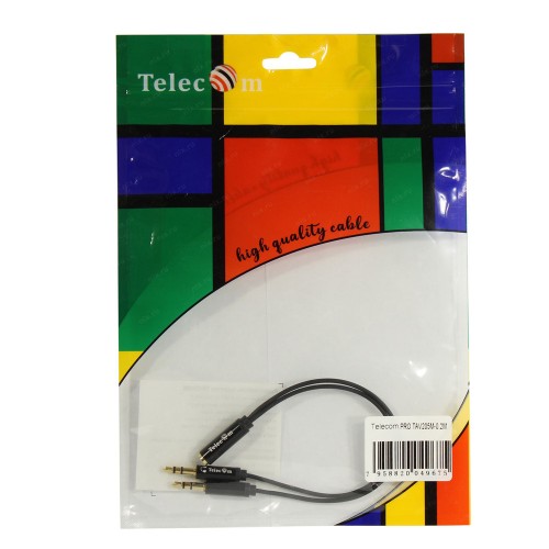 Кабель 2xJack 3,5mm(m) - Jack 3,5mm(f) TELECOM TAV205M, 0.2м, цвет: чёрный