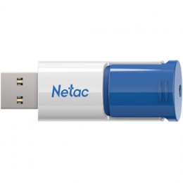 Флеш-накопитель 128Gb Netac U182, USB 3.0, пластик, белый, голубая вставка
