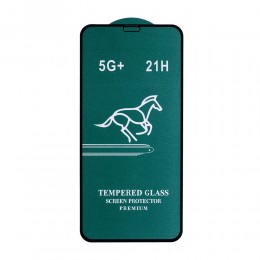 Стекло защитное Noname для APPLE iPhone 14 Pro Max, HORSE, 0.4 мм, 2.5D, не оставляет отпечатков, глянцевое, полный клей, цвет: чёрный, в техпаке
