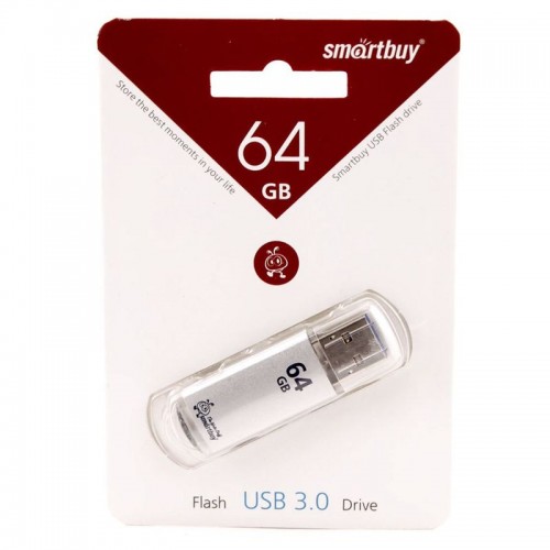 Флеш-накопитель 64Gb SmartBuy V-Cut, USB 3.0, пластик, серебряный