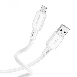 Кабель USB - микро USB Borofone BX94 Crystal Color, 1.0м, 2.4A, цвет: белый
