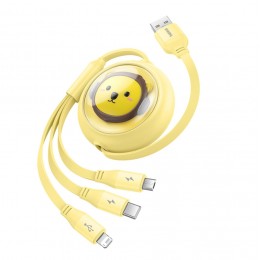 Кабель USB - 8 pin, Type-C, микро USB Baseus CB000063 Leo, 1.1м, 3.5A, цвет: жёлтый