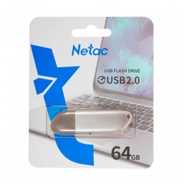 Флеш-накопитель 64Gb Netac U352, USB 2.0, пластик, серебряный