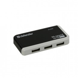 USB-концентратор Defender, Quadro Inflix, 4 гнезда, 1 USB выход, цвет: чёрный