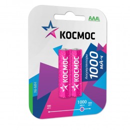 Аккумулятор AAA Космос, HR03-2BL, 1000mAh, (2/24/288)
