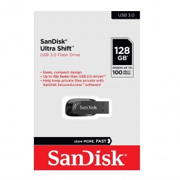 Флеш-накопитель 128Gb SanDisk Ultra Shift, USB 3.0, пластик, чёрный