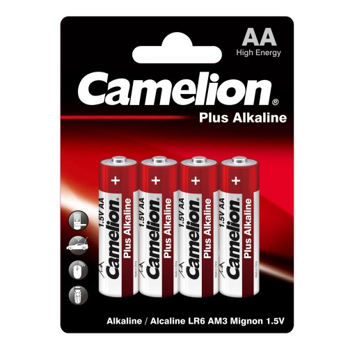 Батарейка AA Camelion LR06-4BL Plus Alkaline, 1.5B, (4/48/576), (арт.7370)