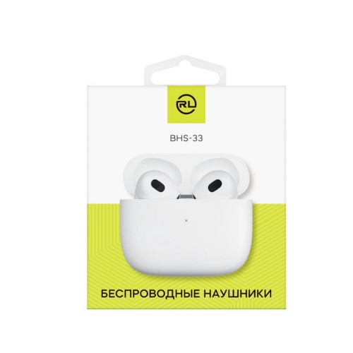 Наушники внутриканальные без бренда BHS - 33, RL, Bluetooth, TWS, цвет: белый, (арт.1)