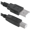 Кабель USB - USB B Defender USB04-10, 3.0м, круглый, силикон, стабилизация напряжения, цвет: чёрный